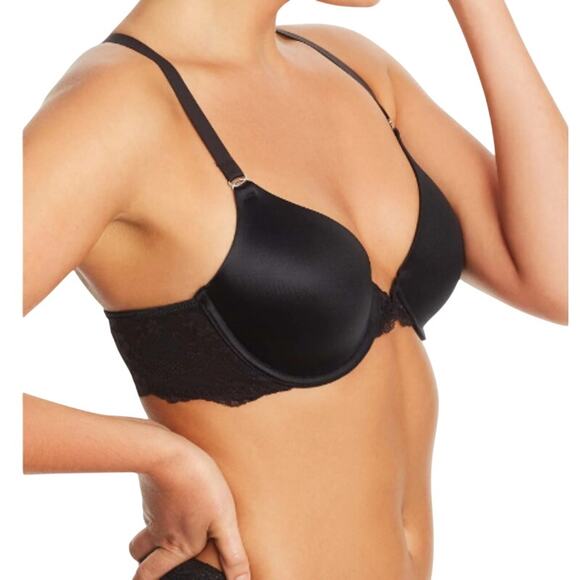 Maidenform One Fab Fit Lace T-Back Front Close Bra 7112 Black 38D - Picture 1 of 7